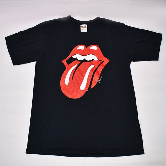 Vintage Mens Small Black The Rolling Stones Mouth 2002 Tour Anvil Band T-Shirt - Picture 1 of 9